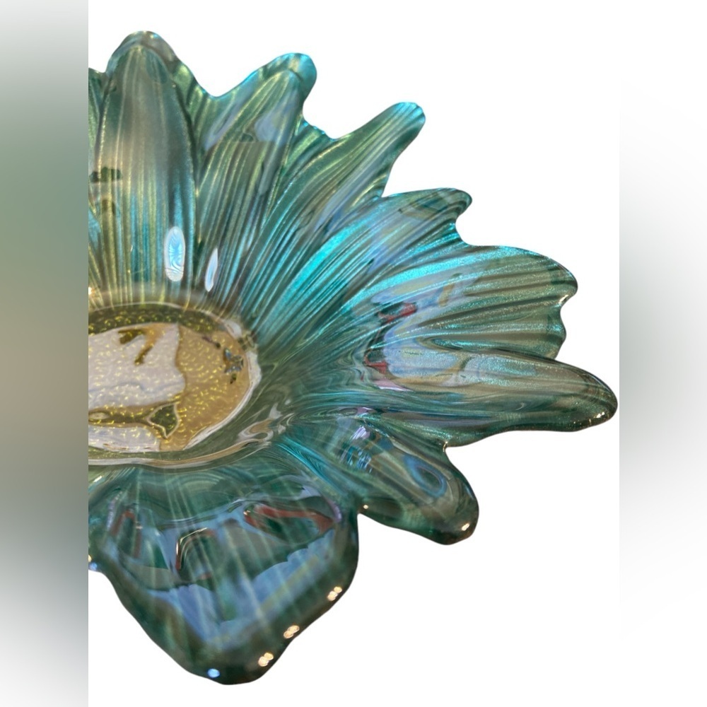 Gorgeous iridescent decorative dish in a metallic green​